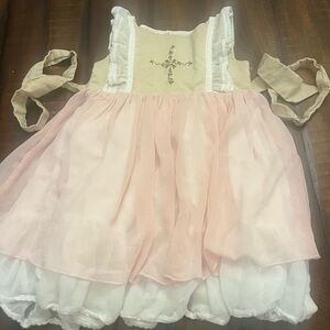 Elegant Pink and Cream Kids Formal Dress